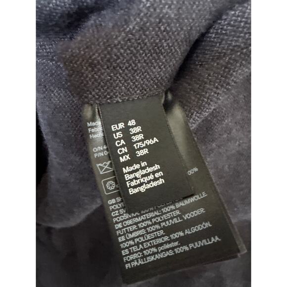 H&M Slim Fit Blazer Charcoal Gray 100% Cotton Men's Size 38R NWT - Picture 6 of 8